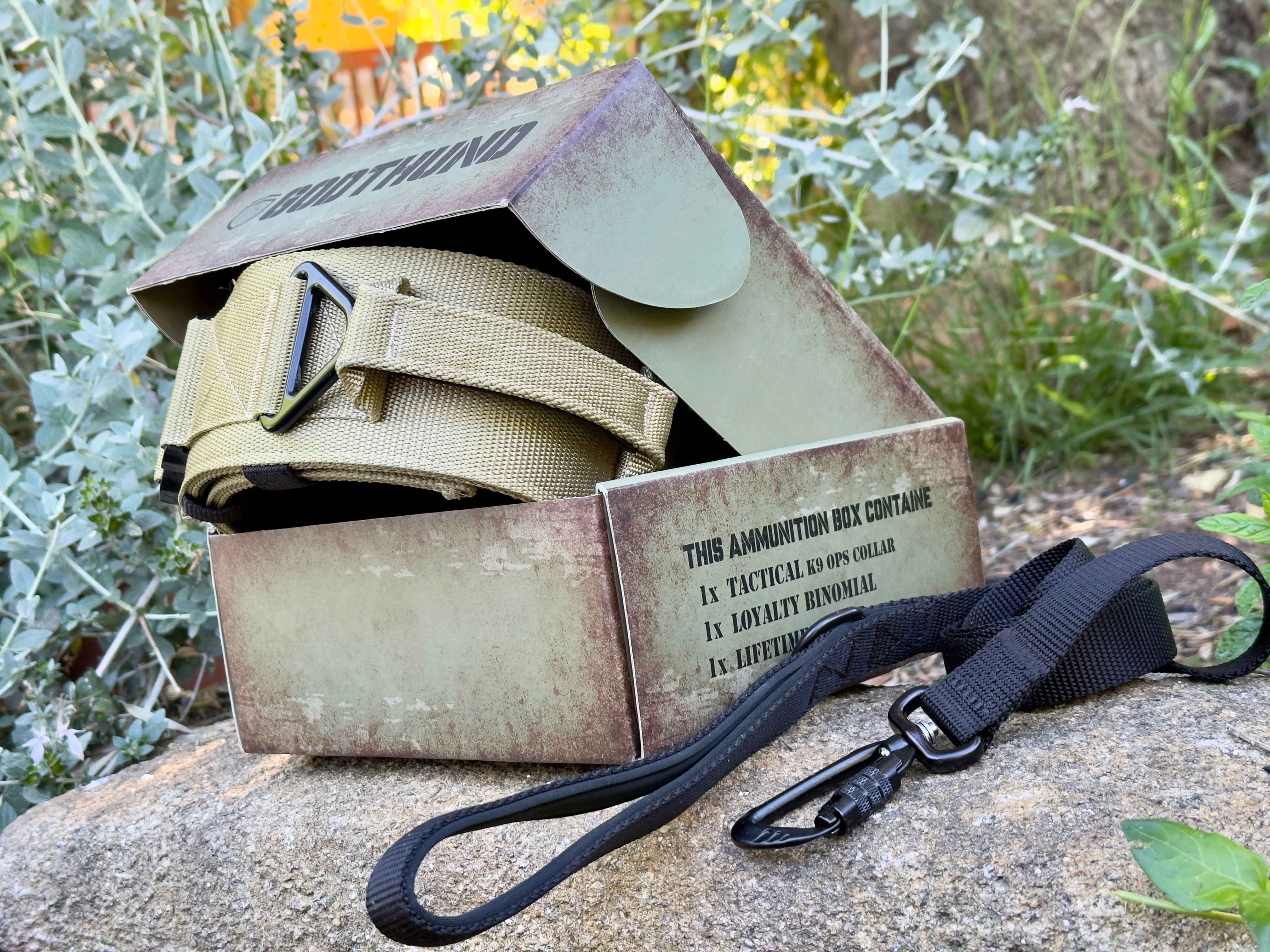 Collar táctico militar coyote K9 Godthund pack completo correa packajing